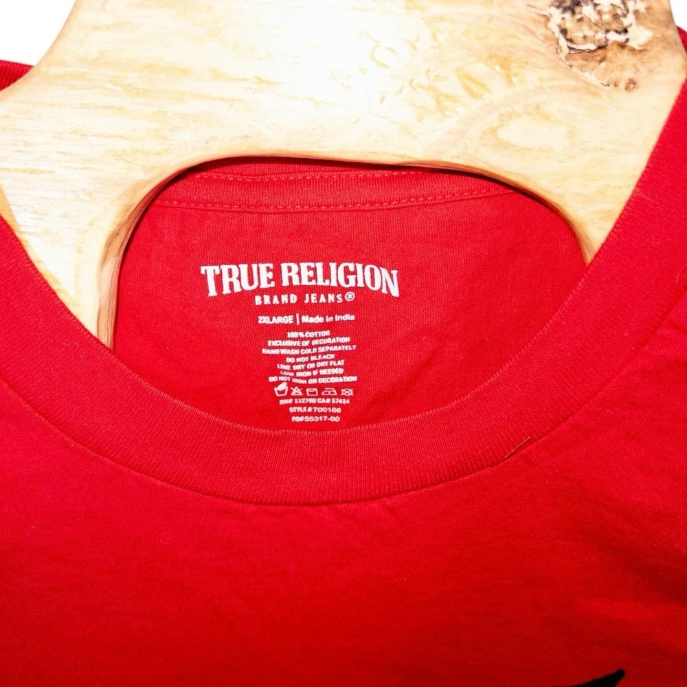 True Religion World Tour Red‎ T Shirt Mens XXL Rhinestones Streetwear Western